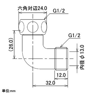 カクダイ 【販売終了】ナットつきフレキ用エルボ 呼び13 パッキン付 クローム仕上げ ナットつきフレキ用エルボ 呼び13 パッキン付 クローム仕上げ 6492-13 画像2