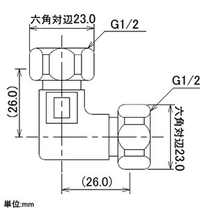 カクダイ 【販売終了】両ナットつきフレキ用エルボ 呼び13 パッキン付 両ナットつきフレキ用エルボ 呼び13 パッキン付 646-112-13 画像2