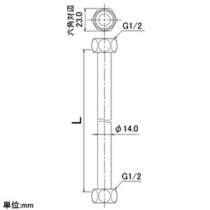 カクダイ 【販売終了】ナットつきステンレスパイプ 取付ネジG1/2 長さ200mm ナットつきステンレスパイプ 取付ネジG1/2 長さ200mm 741-01S×200 画像2