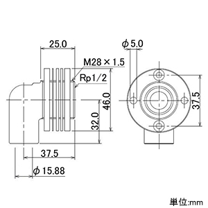 カクダイ 【生産完了品】銅管用ユニットエルボ 呼び13×15.88mm パッキン付 銅管用ユニットエルボ 呼び13×15.88mm パッキン付 6420-13×15.88 画像2