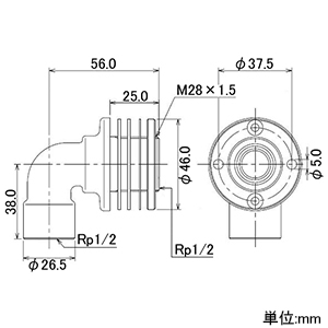 カクダイ 【生産完了品】ユニット取出しユニット取出し金具 呼び13 パッキン付 ユニット取出し金具13 パッキン付 6445 画像2