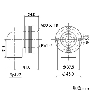 カクダイ 【生産完了品】ユニット取出しユニット取出し金具 呼び13 パッキン付 ユニット取出し金具13 パッキン付 6446 画像2