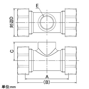 カクダイ 【販売終了】3管兼用ジョイントネジつきチーズ 呼び20 3管兼用ジョイントネジつきチーズ 呼び20 649-848-20 画像2