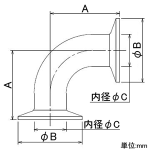 カクダイ 【販売終了】両へルールエルボ 呼び2.5S SUS304製 両へルールエルボ 呼び2.5S SUS304製 690-05-E 画像2