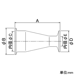 カクダイ 【販売終了】へルール同芯レデューサー 呼び2S×1.5S SUS316L製 へルール同芯レデューサー 呼び2S×1.5S SUS316L製 691-08-D×C 画像2