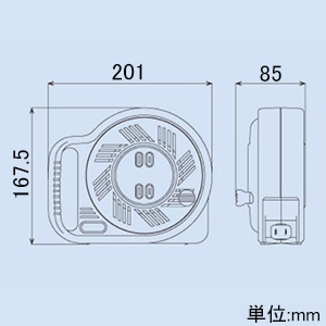 ハタヤ 【生産完了品】ホームリール 《シャリル》 手巻き 2P 15A 125V コンセント2個 長さ5m VCTFK1.25&#13215;×2C 温度センサー内蔵 ブルー ホームリール 《シャリル》 手巻き 2P 15A 125V コンセント2個 長さ5m VCTFK1.25&#13215;×2C 温度センサー内蔵 ブルー CY-5-B 画像3