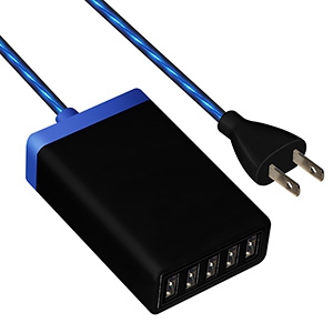 藤本電業 【限定特価】イルミネーションAC充電器 USB5ポート 最大合計6.5A ブラック CA-05BK