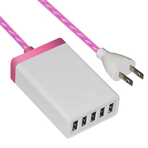 藤本電業 イルミネーションAC充電器 USB5ポート 最大合計6.5A ピンク イルミネーションAC充電器 USB5ポート 最大合計6.5A ピンク CA-05PK
