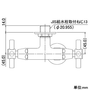 カクダイ 【生産完了品】洗濯機用双口水栓 呼び13 自動閉止機構付 洗濯機用双口水栓 呼び13 自動閉止機構付 704-107-13 画像3