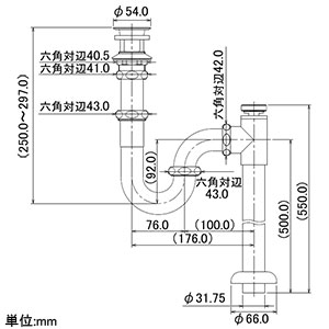 カクダイ 【生産完了品】低位通気弁つきSトラップ オーバーフロー付洗面器用 呼び32 低位通気弁つきSトラップ オーバーフロー付洗面器用 呼び32 423-812-32 画像2