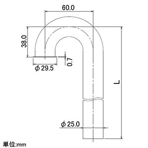 カクダイ 【販売終了】ステッキ管 呼び25 サイズ60×750mm ツバ付 ステッキ管 呼び25 サイズ60×750mm ツバ付 0438-25C 画像2