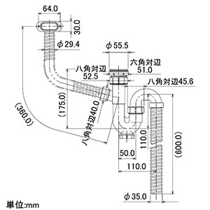 カクダイ 【販売終了】ホーロー用トラップホース ホーロー製オーバーフロー付洗面器用 呼び32 ゴム栓付 ホーロー用トラップホース ホーロー製オーバーフロー付洗面器用 呼び32 ゴム栓付 4348 画像2