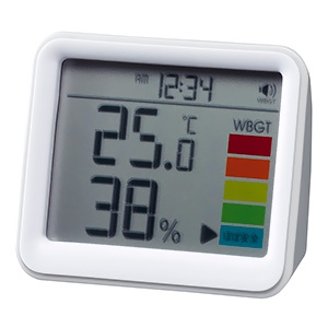 電材堂 【生産完了品】時計付置き型デジタル温湿度計 警告アラーム機能付 ライトグレー 時計付置き型デジタル温湿度計 警告アラーム機能付 ライトグレー DO03LGYECO