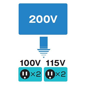ハタヤ 電圧変換器 《トランスル》 降圧型 入力電圧200V トランス容量2.0kVA 電圧変換器 《トランスル》 降圧型 入力電圧200V トランス容量2.0kVA LV-02B 画像2