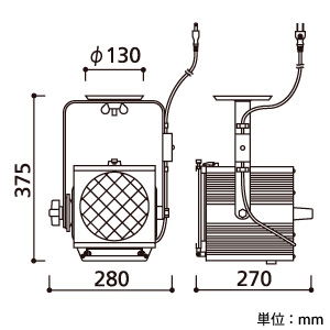 オーデリック 【生産完了品】演出効果・舞台用照明 ハロゲン球500W ブラック 演出効果・舞台用照明 ハロゲン球500W ブラック OE031032 画像2