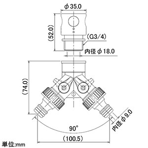 カクダイ 【販売終了】コックつき分岐コネクター 《RIZAL》 散水・屋外冷却用 コックつき分岐コネクター 《RIZAL》 散水・屋外冷却用 568-128 画像2