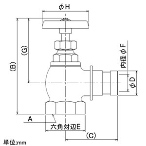 カクダイ 【販売終了】散水栓90° 大口径タイプ 農水用 呼び25 マチノオス 散水栓90° 大口径タイプ 農水用 呼び25 マチノオス 652-711-25 画像2