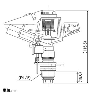 カクダイ 【販売終了】スプリンクラー 全回転・部分回転兼用 取付ネジR1/2 ノズル口径4mm 仰角調節機能付 スプリンクラー 全回転・部分回転兼用 取付ネジR1/2 ノズル口径4mm 仰角調節機能付 5470-13 画像2