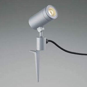コイズミ照明 LED一体型スポットライト 防雨型 スパイク式 JDR85W相当 電球色 広角タイプ プラグ付 シルバー AU43668L