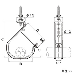 ネグロス電工 【販売終了】ケーブル支持金具 《サキラック&#174;》 二重天井用 W1/2 全長210mm ケーブル支持金具 《サキラック&#174;》 二重天井用 W1/2 全長210mm SKLS16-W4 画像3