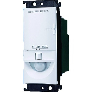 【生産完了品】熱線センサ付自動スイッチ 《かってにスイッチ》 トイレ壁取付 2線式 LED専用1.2A 換気扇連動用 ほんのり点灯モード対応  WTK1274WK