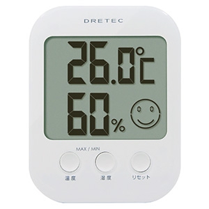 ドリテック 【生産完了品】デジタル温湿度計 《オプシス》 快適度5段階表示機能付 ホワイト デジタル温湿度計 《オプシス》 快適度5段階表示機能付 ホワイト O-230WT