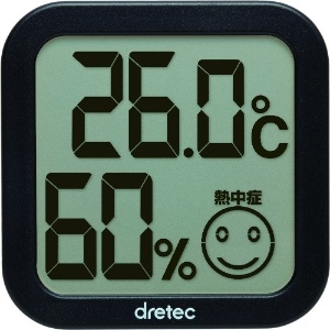 ドリテック 【生産完了品】デジタル温湿度計 熱中症・インフルエンザ警告付 ブラック O-271BK
