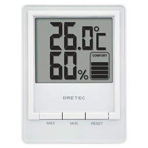 ドリテック 【生産完了品】デジタル温湿度計 《スタシス》 快適度5段階表示機能付 デジタル温湿度計 《スタシス》 快適度5段階表示機能付 O-233WT
