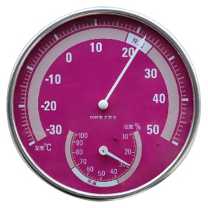 ドリテック 【生産完了品】温湿度計 アナログ式 快適温度・湿度範囲目盛付 ピンク 電池不要 O-310PK