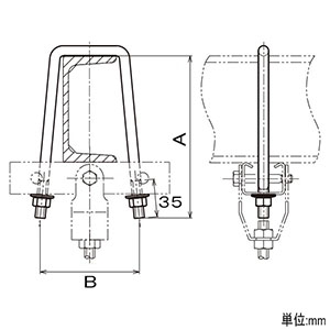 ネグロス電工 【販売終了】みぞ形鋼用吊りボルト支持金具 D1A 125×65 みぞ形鋼用吊りボルト支持金具 D1A 125×65 GCS125B 画像3