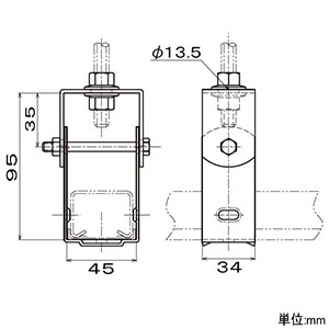 ネグロス電工 【販売終了】吊り金具 《レースウェイ》 30・45型 DP1・2兼用 W3/8 電気亜鉛めっき 銀 吊り金具 《レースウェイ》 30・45型 DP1・2兼用 W3/8 電気亜鉛めっき 銀 DPY2-W3 画像3