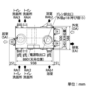 三菱 【生産完了品】ロスナイ&reg;セントラル換気システム 天吊埋込形 浴室暖房機連動シリーズ 温暖地タイプ 接続パイプφ50・100mm ロスナイ&reg;セントラル換気システム 天吊埋込形 浴室暖房機連動シリーズ 温暖地タイプ 接続パイプφ50・100mm VL-200ZMHSV3 画像4