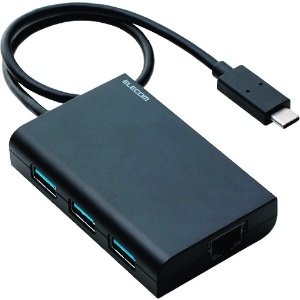 ELECOM 【生産完了品】有線LANアダプター ギガビット対応 USB3.1 Type-C USBハブ付 ケーブル長30cm ブラック 有線LANアダプター ギガビット対応 USB3.1 Type-C USBハブ付 ケーブル長30cm ブラック EDC-GUC3H-B