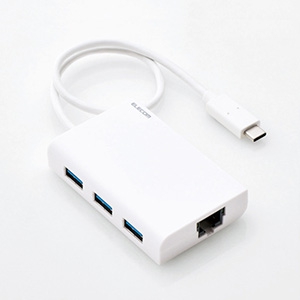 ELECOM 【生産完了品】有線LANアダプター ギガビット対応 USB3.1 Type-C USBハブ付 ケーブル長30cm ホワイト EDC-GUC3H-W