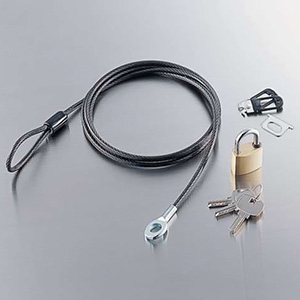 ELECOM ディンプルキーPC&マウスセキュリティロック 南京錠タイプ 標準スロット対応 ワイヤー径4.0mm×長さ1.7m ESL-23D