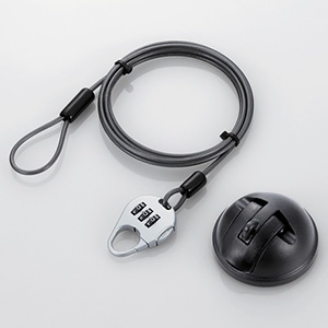 ELECOM 吸盤セキュリティーワイヤーロック ダイヤル錠タイプ ワイヤー径3.0mm×長さ1.8m ESL-Q