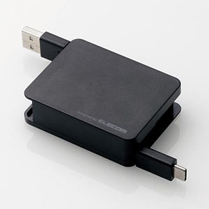 ELECOM 【生産完了品】USB2.0ケーブル 巻取りタイプ Standard-A/Type-C 長さ1.2m ブラック MPA-ACRL12BK