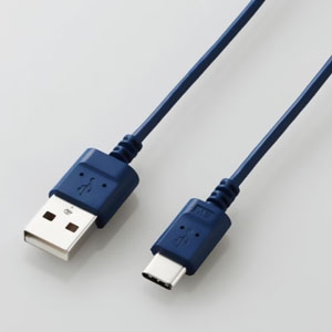 ELECOM 【生産完了品】極細USBケーブル Standard-A/type-C 2重シールドタイプ 長さ0.3m ブルー 極細USBケーブル Standard-A/type-C 2重シールドタイプ 長さ0.3m ブルー MPA-ACXCL03NBU