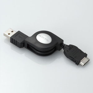 ELECOM 【生産完了品】充電専用USBケーブル 巻取りタイプ 携帯電話用 Type-A 長さ0.7m MPA-RCFUSB/BK