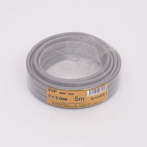 愛知電線 VVF ケーブル3心 2.0mm 5m 灰色 VVF ケーブル3心 2.0mm 5m 灰色 VVF3×2.0M05