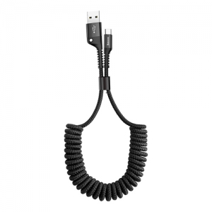 電材堂 【販売終了】USBケーブル USB-Lightning 伸縮タイプ長さ1m ブラック DCALSR-01