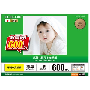ELECOM 【生産完了品】光沢紙 写真用紙タイプ 標準 Lサイズ×600枚入 EJK-GAYNL600