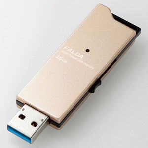 ELECOM スライド式USBメモリ 《FALDA》 USB3.0対応 16GB ゴールド スライド式USBメモリ 《FALDA》 USB3.0対応 16GB ゴールド MF-DAU3016GGD