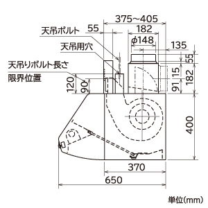 三菱 【生産完了品】レンジフードファン ブース形(深形) 強制同時給排気タイプ 高気密住宅仕様 接続パイプφ150mm 電気式シャッター付 レンジフードファン ブース形(深形) 強制同時給排気タイプ 高気密住宅仕様 接続パイプφ150mm 電気式シャッター付 V-604KCQ7 画像3