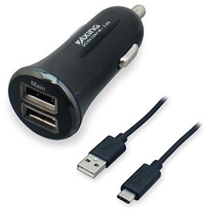 多摩電子工業 カーチャージャー USB2ポート 最大合計2.4A Type-Cケーブル付 TK43CUK