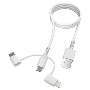多摩電子工業 USBケーブル 3in1タイプ Lightning・Type-C・microUSBコネクタ対応 1.2m USBケーブル 3in1タイプ Lightning・Type-C・microUSBコネクタ対応 1.2m TH142LSCW