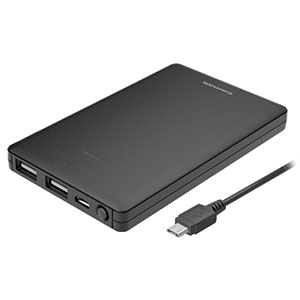 多摩電子工業 【生産完了品】モバイルバッテリー 充電式 薄型タイプ USB2ポート 6800mAh microUSBケーブル付 ブラック TL96SAK