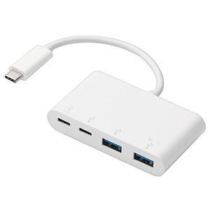 ELECOM USBハブ バスパワータイプ 4ポート TypeCコネクタ USB3.1Gen2対応 ケーブル長10.5cm ホワイト U3HC-A424P10WH