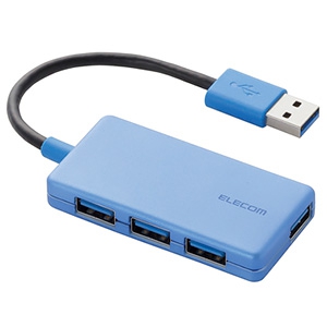 ELECOM USB3.0ハブ バスパワータイプ 4ポート コンパクトタイプ ケーブル長10cm ブルー USB3.0ハブ バスパワータイプ 4ポート コンパクトタイプ ケーブル長10cm ブルー U3H-A416BBU