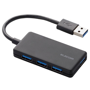 ELECOM USB3.0ハブ バスパワータイプ 4ポート コンパクトタイプ ケーブル長10cm ブラック USB3.0ハブ バスパワータイプ 4ポート コンパクトタイプ ケーブル長10cm ブラック U3H-A416BBK